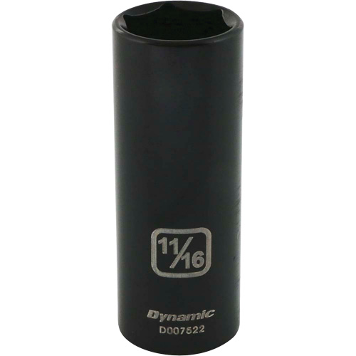 Dynamic Tools D007522 Douille SAE, Chocs, 11/16", Prise 3/8", 6 pans, Profond