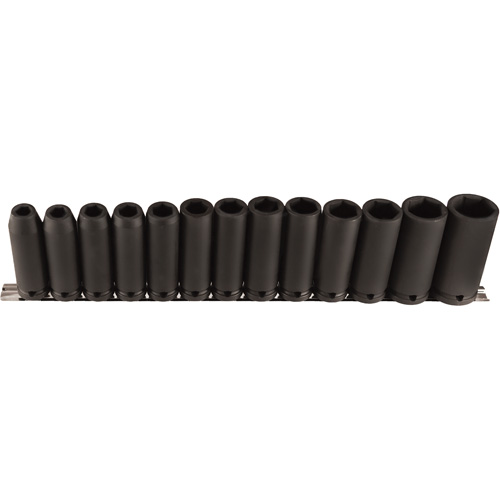 Vega 336M13 Jeu de douilles longues, 13 Mcx, Chocs, Prise de 1/2", Profond