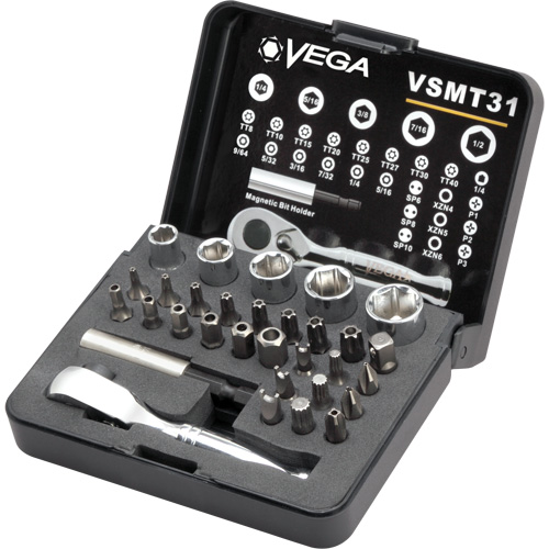 Vega VSMT31 Jeu de m&egrave;ches et dembouts &agrave; cliquet inviolables