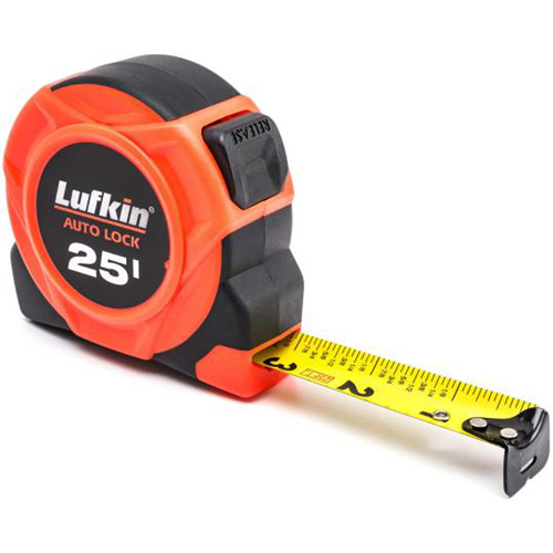 Lufkin By Crescent AL725MAGN 701 Series Magnetic AutoLock Tape Measure, 1" x 25', Imperial Graduations