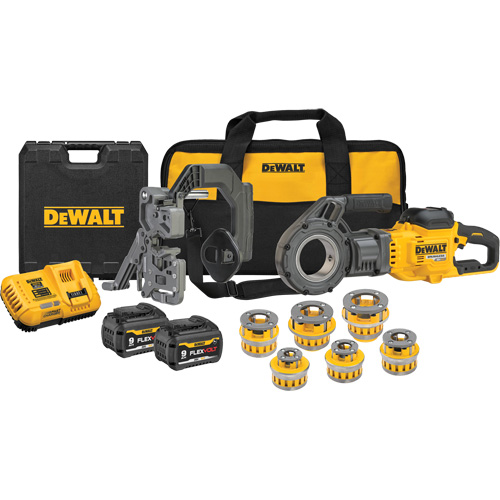 DEWALT DCE700X2K FlexVolt&reg; Max* Cordless Pipe Threader Kit with Dieheads, 30 RPM, 1/2" - 2" Pipe Thread