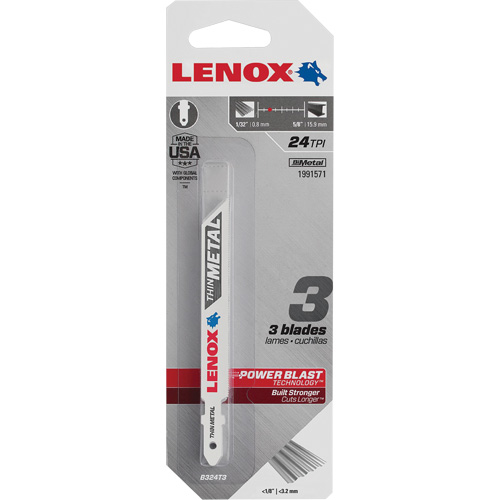 Lenox 1991571 Metal Cutting Jigsaw Blade, Bi-Metal, T-Shank, 3-5/8" L, 6 TPI