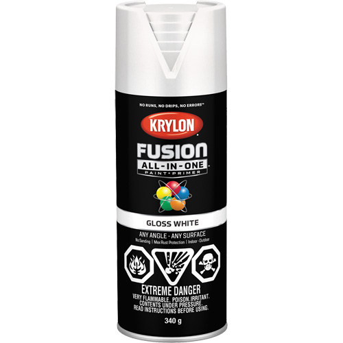 Krylon Industrial 427270007 Fusion All-In-One Spray Paint, White, Gloss, 12 oz., Aerosol Can