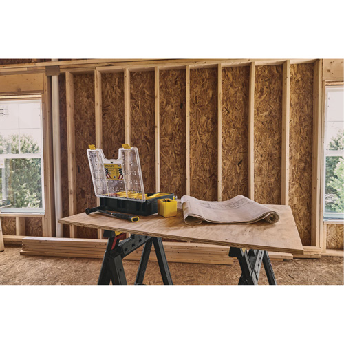 Stanley Tools STST14710 Deep Professional Organizer, 17-1/2" W x 4-1/2" D x 14" H, Black/Yellow