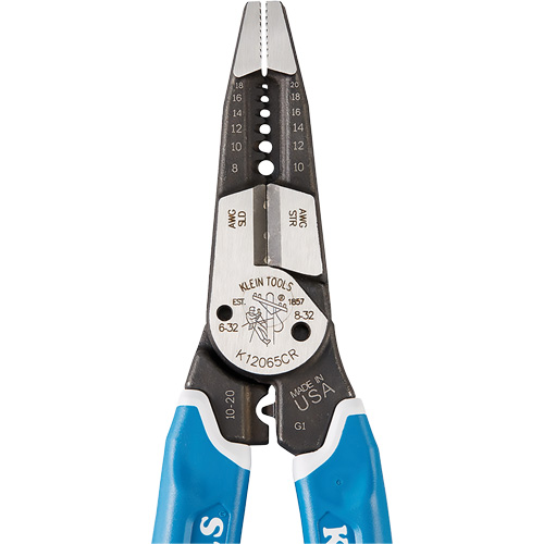 Klein Tools K12065CR Klein-Kurve&reg; Heavy-Duty Wire Stripper, Cutter & Crimper Multi-Tool, 8-1/4" L, 8 - 20 AWG