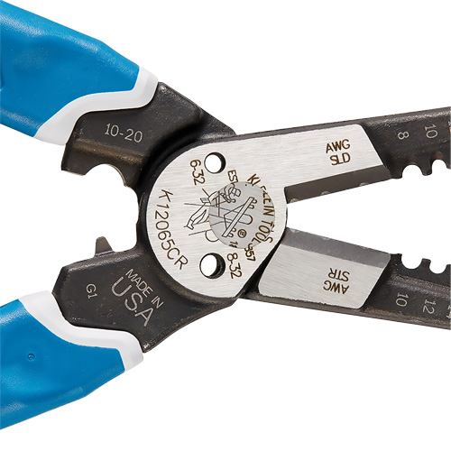 Klein Tools K12065CR Klein-Kurve&reg; Heavy-Duty Wire Stripper, Cutter & Crimper Multi-Tool, 8-1/4" L, 8 - 20 AWG