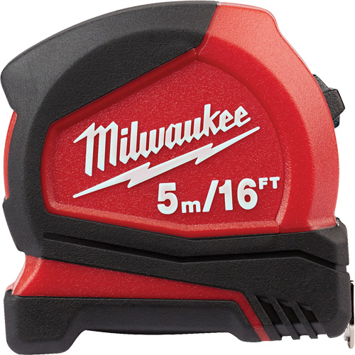 Milwaukee 48-22-6617 Compact Tape Measure, 25 mm x 16'/5 m, Imperial & Metric Graduations