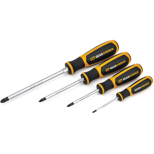 Gearwrench 80061H Pozidriv&reg; Dual Material Screwdriver Set, 4 Pcs.