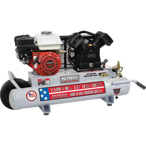 King Canada KC-5510G3 Wheelbarrow Air Compressor, Gas, 10 Gal. (12 US Gal), 150 PSI