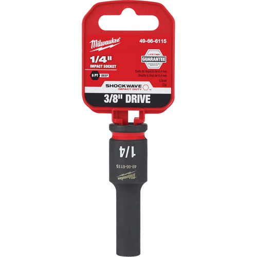 Milwaukee 49-66-6115 Shockwave Impact Duty Socket, Power, 1/4", 3/8" Drive, 6 Points, Deep