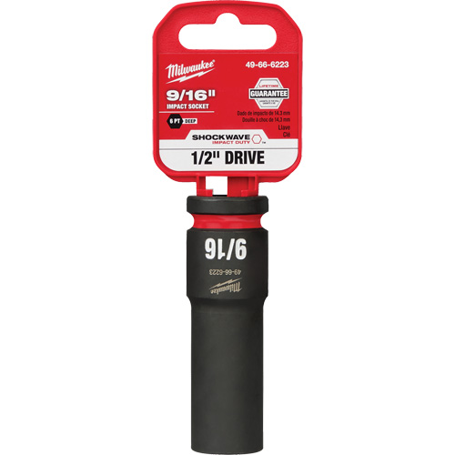Milwaukee 49-66-6223 Shockwave Impact Duty Socket, Power, 9/16", 1/2" Drive, 6 Points, Deep