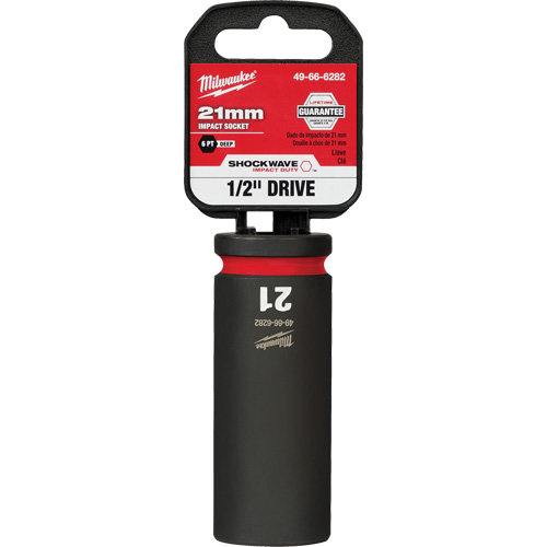 Milwaukee 49-66-6282 Shockwave Impact Duty Socket, Power, 21 mm, 1/2" Drive, 6 Points, Deep