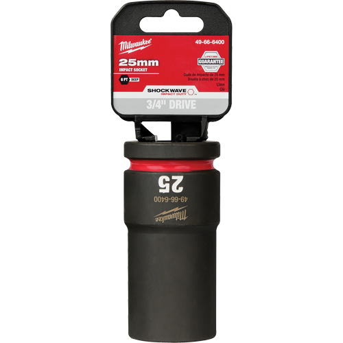 Milwaukee 49-66-6400 Shockwave Impact Duty Socket, Power, 25 mm, 3/4" Drive, 6 Points, Deep