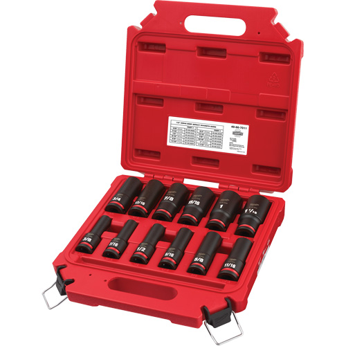 Milwaukee 49-66-7011 Jeu de douilles SAE &agrave; 6 pans Shockwave Impact Duty, 12 Mcx, Chocs, Prise de 1/2", Profond