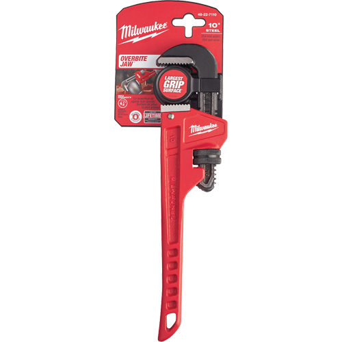 Milwaukee 48-22-7110 Cl&eacute; &agrave; tuyau, Cap des m&acirc;choires 1-1/2", Longueur 10", Fini Rev&ecirc;tement en poudre, Prise Ergonomique