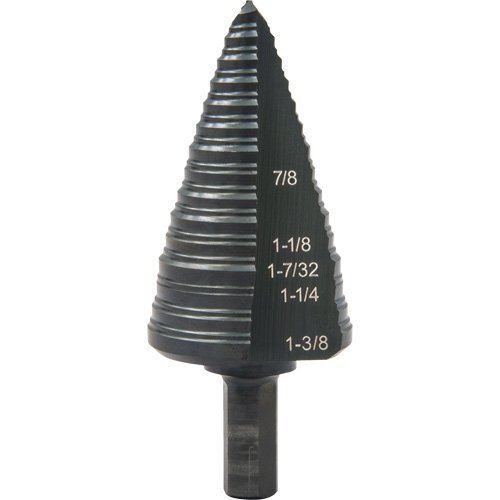 Greenlee GSB12 #12 Multi-Hole Step Drill Bit, 7/8" - 1-3/8" , 1/16" Increments, High Speed Steel