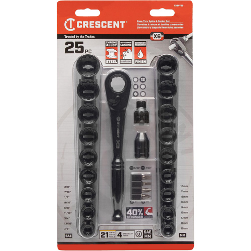 Crescent CX6PT25 Mechanic's Tool Set, 25 Pcs, 3/8" Drive Size