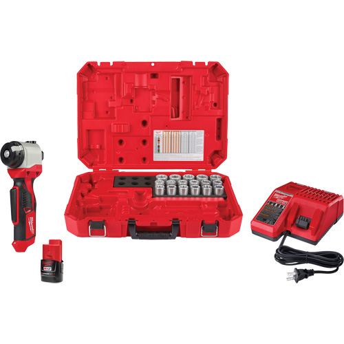 Milwaukee 2435CU-21S M12 Cable Stripper Kit with 17 Cu THHN/XHHW Bushings