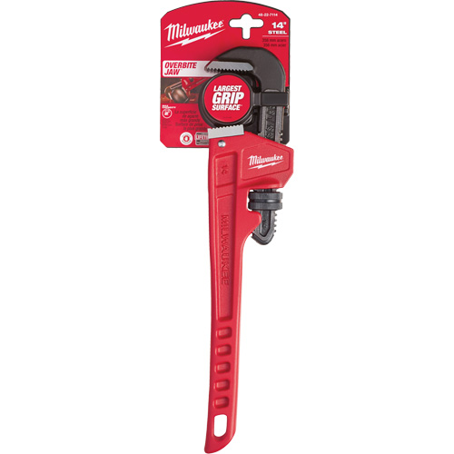 Milwaukee 48-22-7114 Cl&eacute; &agrave; tuyau en acier, Cap des m&acirc;choires 2", Longueur 14", Fini Rev&ecirc;tement en poudre, Prise Ergonomique