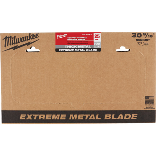 Milwaukee 48-39-0635 Lames-ruban pour coupes de m&eacute;taux extr&ecirc;mes, Acier rapide, 30-9/16" lo x 1/2" la x &eacute;paisseur 0,02", 8/10 dents par pouce