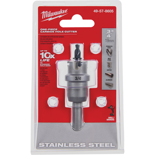 Milwaukee 49-57-8605 Scies-cloches au carbure monobloc, 3/4", Profondeur de la coupe de 3/16"
