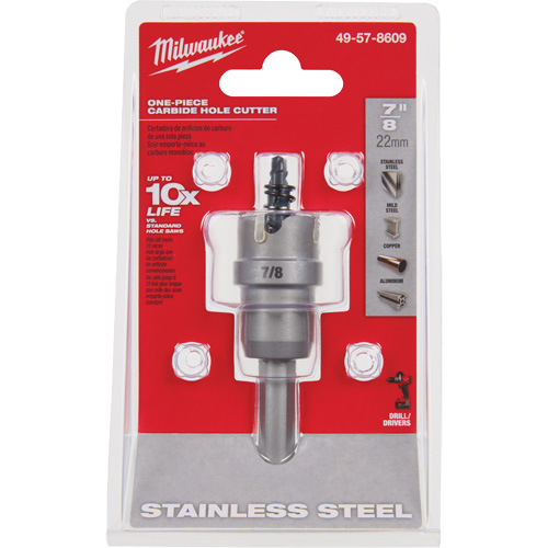 Milwaukee 49-57-8609 One-Piece Carbide Hole Cutters, 7/8", 3/16" Depth of Cut