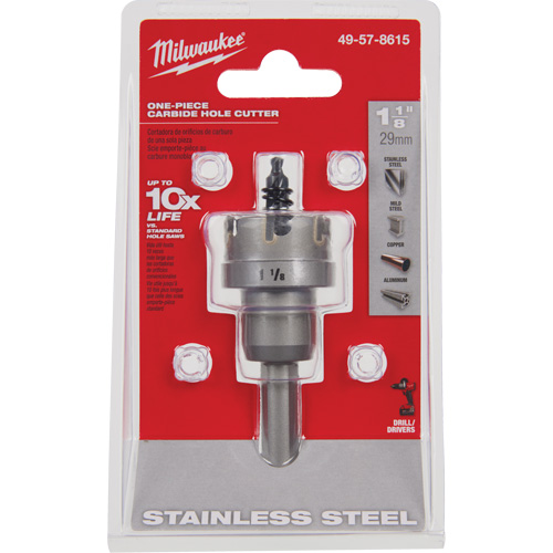 Milwaukee 49-57-8615 Scies-cloches au carbure monobloc, 1-1/8", Profondeur de la coupe de 3/16"