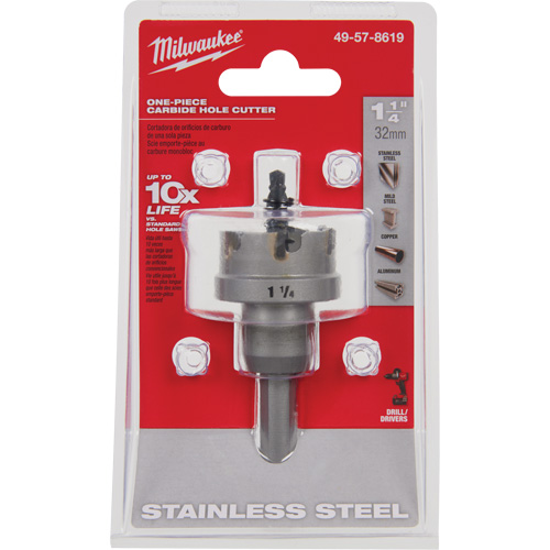 Milwaukee 49-57-8619 One-Piece Carbide Hole Cutters, 1-1/4", 3/16" Depth of Cut