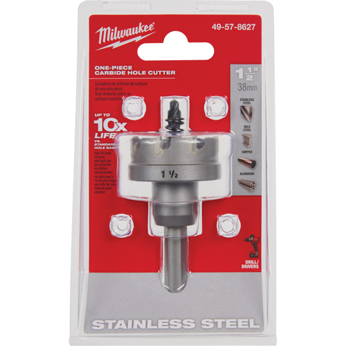 Milwaukee 49-57-8627 Scies-cloches au carbure monobloc, 1-1/2", Profondeur de la coupe de 3/16"