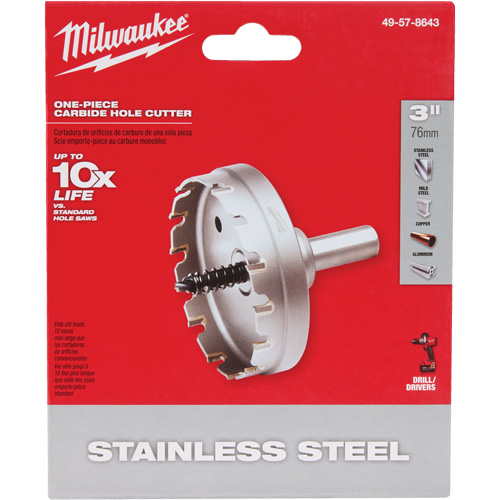 Milwaukee 49-57-8643 Scies-cloches au carbure monobloc, 3", Profondeur de la coupe de 3/16"