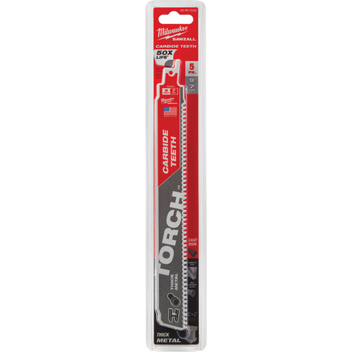 Milwaukee 48-00-5502 The Torch Sawzall Blade, Carbide, 7 TPI, 9" L x 1" W