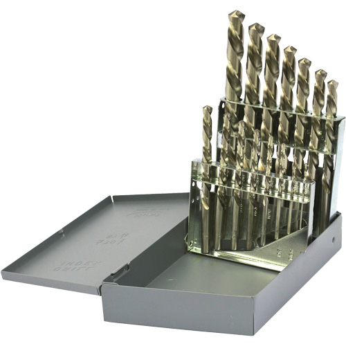 Walter Surface Technologies 200LH15 DRILLCO USA Left-Hand Jobber Length Drill Bit Set, 15 Pieces, High Speed Steel