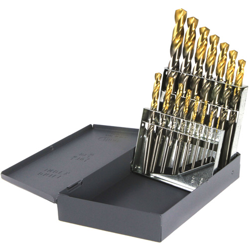 Walter Technologies Pour Surface 450T15 Jeu de forets courts &agrave; pointe en &eacute;tain DRILLCO, 15 morceaux, Acier rapide