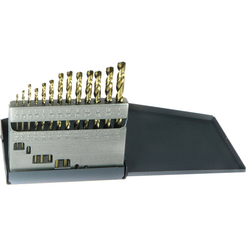 Drillco 500A13 Drillco&reg; USA Heavy-Duty Jobber Length Drill Bit Set, 13 Pieces, Cobalt