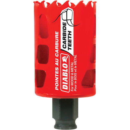 Diablo DHS1750CT Wood & Metal Hole Saw, 1-3/4", 2-3/8" Depth of Cut, Carbide