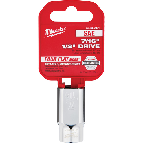 Milwaukee 45-34-2001 Prise SAE avec c&ocirc;t&eacute;s Four Flats, 7/16", Prise 1/2", 6 pans