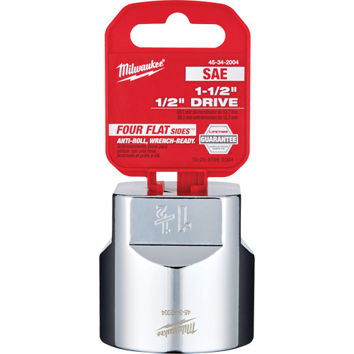 Milwaukee 45-34-2004 SAE Socket with Four Flat Sides, 1-1/2", 1/2" Drive, 6 Points