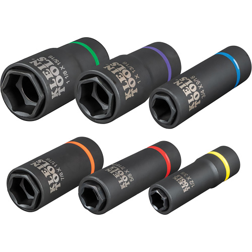 Klein Tools 66060 Jeu de douilles 2-en-1 6 mcx, 6 Mcx, Chocs, Profond