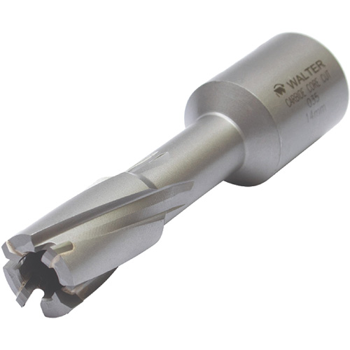 Walter Surface Technologies 05F116 Core Cut Annular Cutter with Weldon Shank, 16 mm Diameter, Carbide, 30 mm Depth of Cut, 3/4" Shank