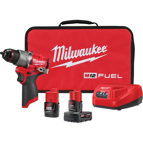 Milwaukee 3404-22 M12 Fuel Hammer Drill/Driver Kit, 1/2" Chuck, 12 V