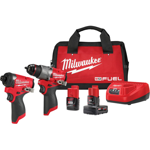 Milwaukee 3497-22 M12 FUEL 1/2" Drill Driver & 1/4" Hex Impact Driver Combo Kit, Lithium-Ion, 12 V