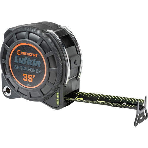 Lufkin By Crescent L1135B-02 Shockforce Nite Eye Measuring Tape, 1-3/16" x 35', Imperial Graduations