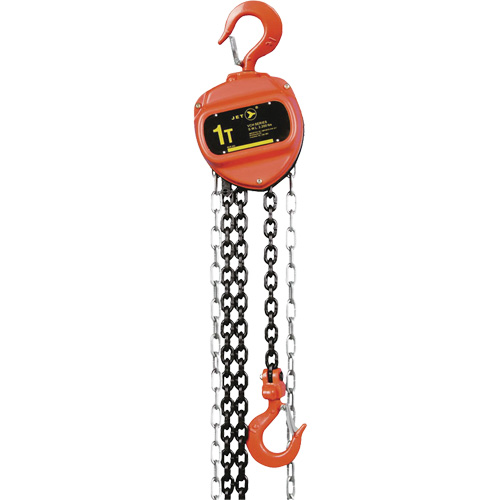 JET 101012 VCH Series Chain Hoist, 10' Lift, 2200 lbs. (1 tons) Capacity, Heat-Treated Alloy Steel Chain