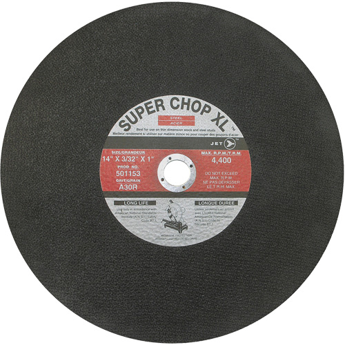 JET 501153 A30R Super Chop Stud-Cutting Cut-Off Wheel, 14" x 3/32", 1" Arbor, Type 1, 4400 RPM