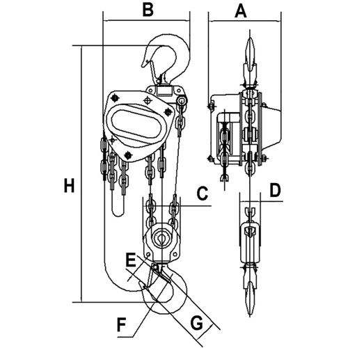 JET 101156 KCH Series Chain Hoists, 20' Lift, 11000 lbs. (5 tons) Capacity, Alloy Steel Chain