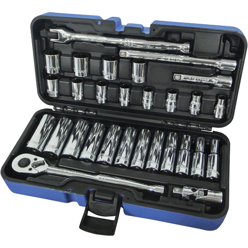 JET 600235 12-Point Ratchets & Sockets Combination Sets, 30 Pcs, 3/8" Drive Size, Deep