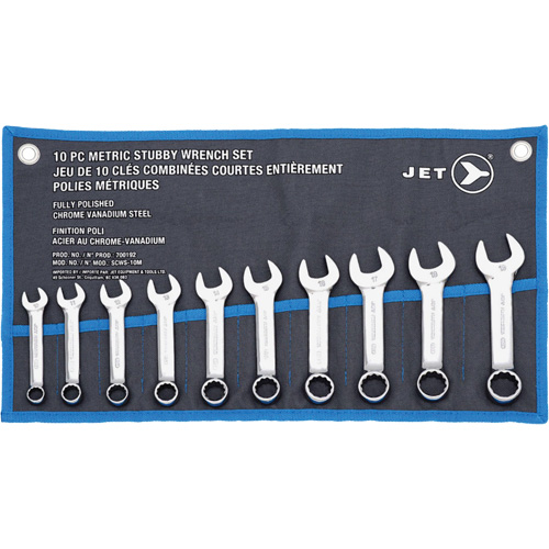 JET 700192 SCWS-10M Stubby Wrench Sets, Combination, 10 Pieces, Metric