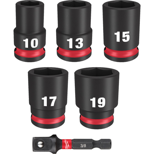 Milwaukee 49-66-7036 Jeu de douilles m&eacute;triques &agrave; 6 pans Shockwave Impact Duty, 6 Mcx, Chocs, Prise de 3/8"