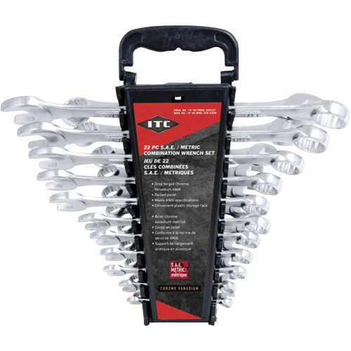 ITC 020217 ICW-22SM Wrench Set, Combination, 22 Pieces, Imperial and Metric