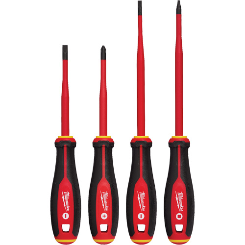 Milwaukee 48-22-2219 Jeu de tournevis isol&eacute;s &agrave; pointe &eacute;troite, 4 mcx, Magn&eacute;tique